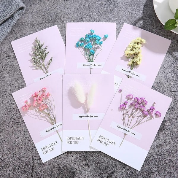 Dried Flower Card - Assorted - Set Of 2