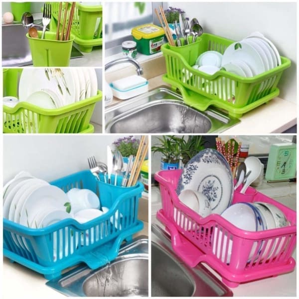 Drying Rack With Cutlery Holder - Single Piece
