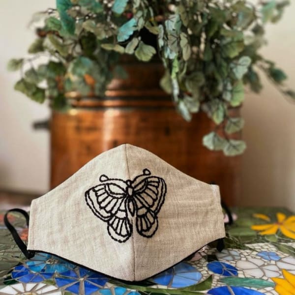 Face Mask - Embroidered - Butterfly