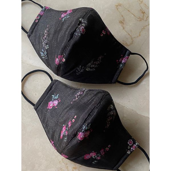 Face Mask - The Black Flora Muslin
