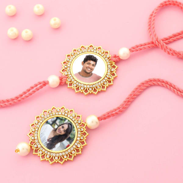 Floral CZ Personalized Bhaiya Bhabhi Rakhi