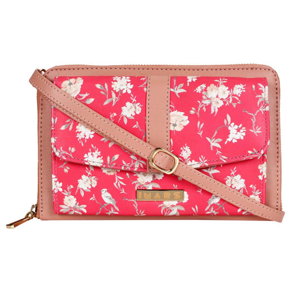 Floral Zipped Wristlet With Sling