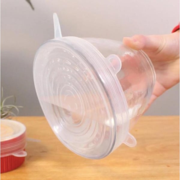 Food Cover Lid - Reusable - Silicone - Set Of 6