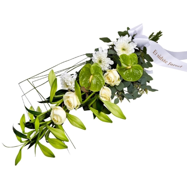 Funeral spray with ribbon