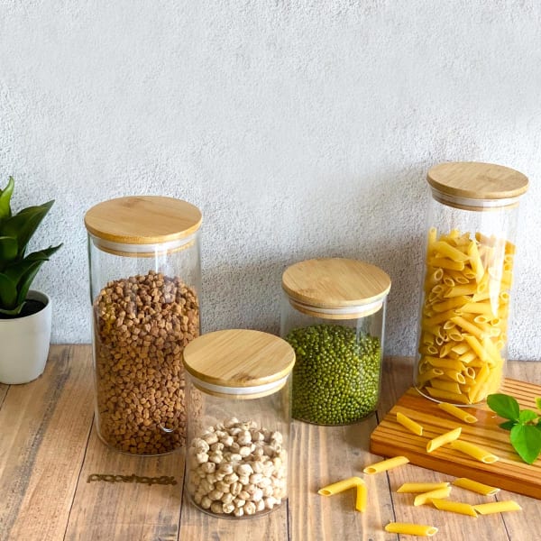 Glass Jar With Bamboo Lid - Single Piece