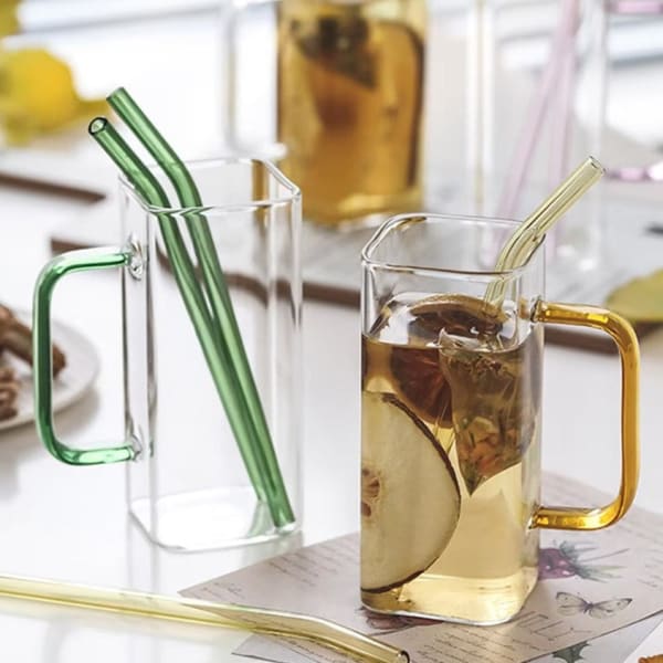 Glass Sipper - Handle And Straw - Transparent - Single Piece