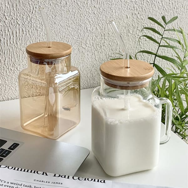 Glass Sipper - Wooden Lid - Assorted - Single Piece