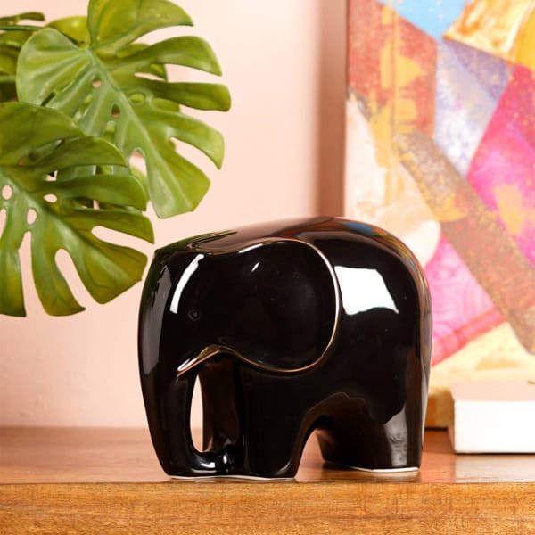 Glossy Guardian Ceramic Elephant