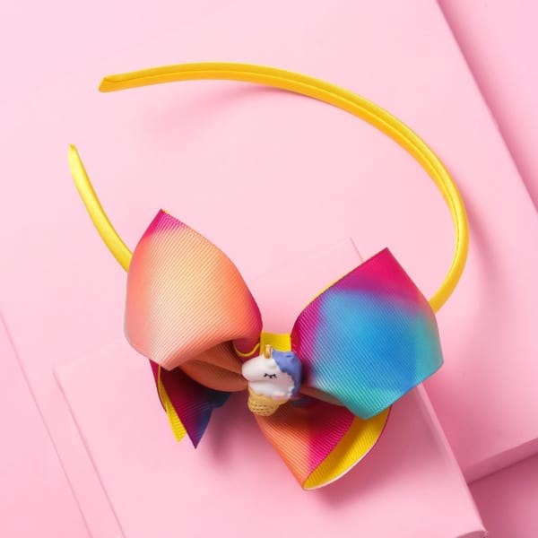 Grossgrain Ribbon Bow - Hairband With Unicorn Charm