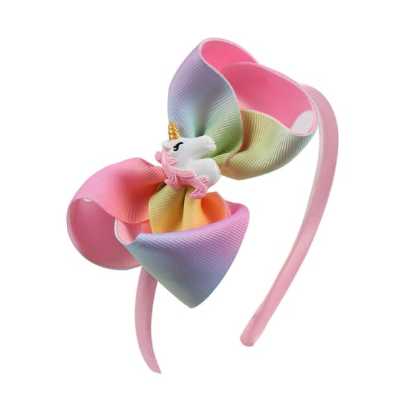 Grossgrain Ribbon Bow - Hairband With Unicorn Charm