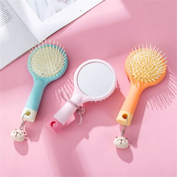 Hair Brush With Mirror - Single Piece