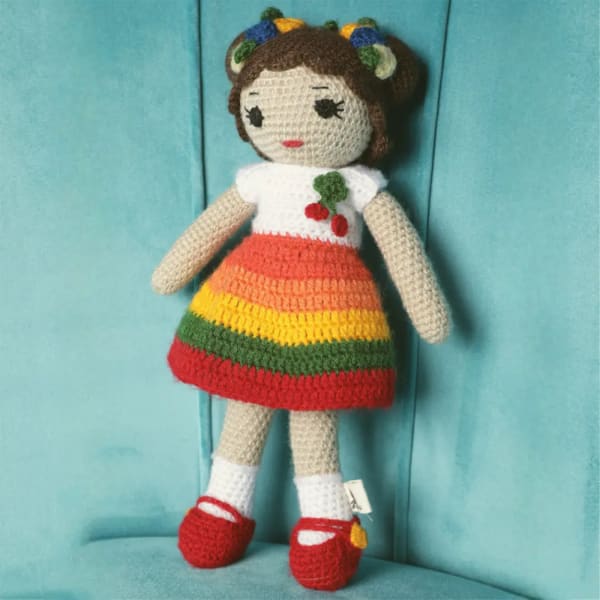 Handmade Crochet Rainbow Doll Soft Toy - Single Piece