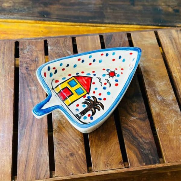 Handpainted Ceramic Platter - Leaf - Single Piece