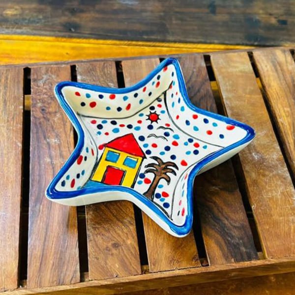 Handpainted Ceramic Platter - Star - Single Piece