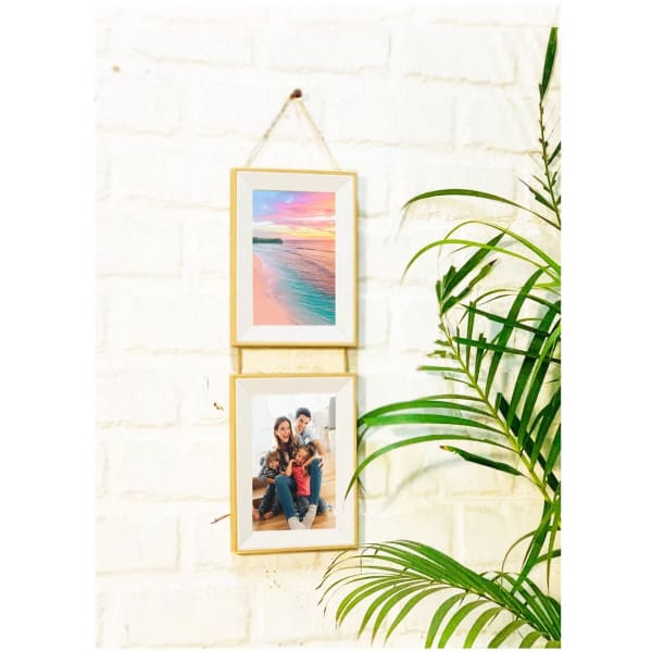 Hanging Photo Frame - 2 Layered - Light Brown - Single Piece