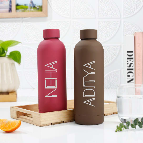 Hydration Duo - Personalized Matte Finish Bottle - Set Of 2