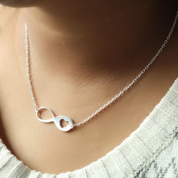 Infinity Heart Silver Polish Pendant Necklace