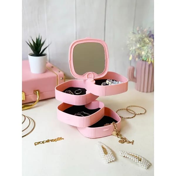 Jewellery And Make Up Organizer With Mirror - 4 Tier - Square - Assorted - Single Piece