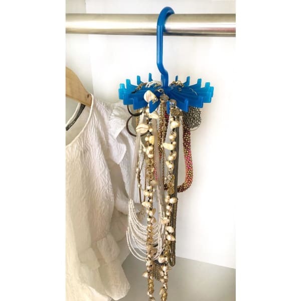 Jewellery Hanger And Organizer - Round - Plastic - Blue - Set Of 2
