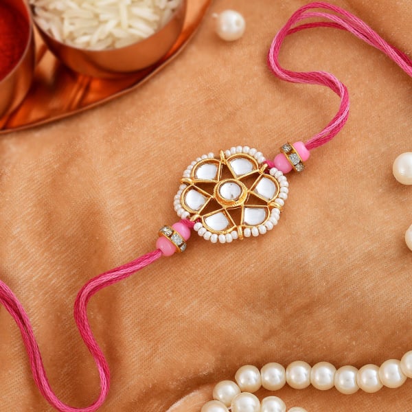 Kundan And Pearl Star Rakhi