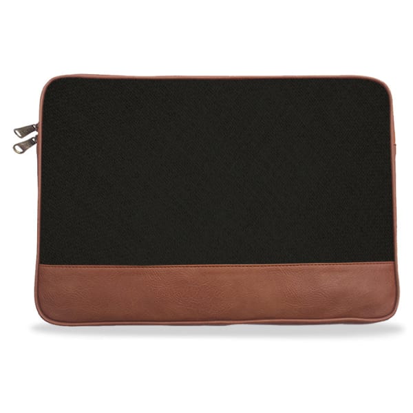 Laptop Sleeve - Canvas And Vegan Leather - Black Solid - Single Piece