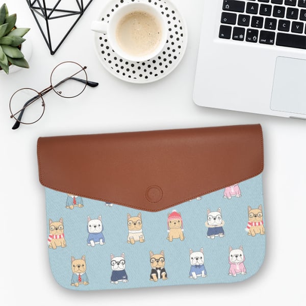 Laptop Sleeve - Envelope - French Bulldog Pattern - Single Piece