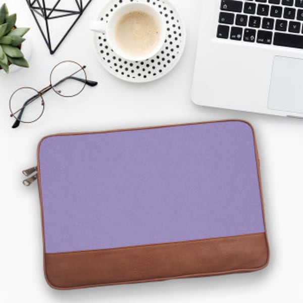 Laptop Sleeve - Lilac Solid - Canvas And Vegan Leather - Single Piece
