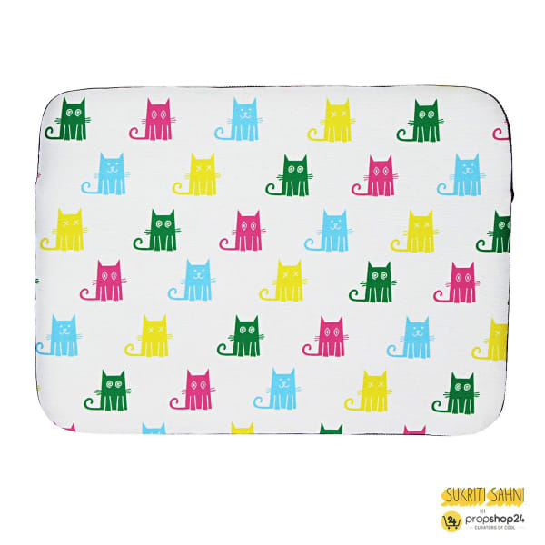 Laptop Sleeve - Multicolour Cats With White Background