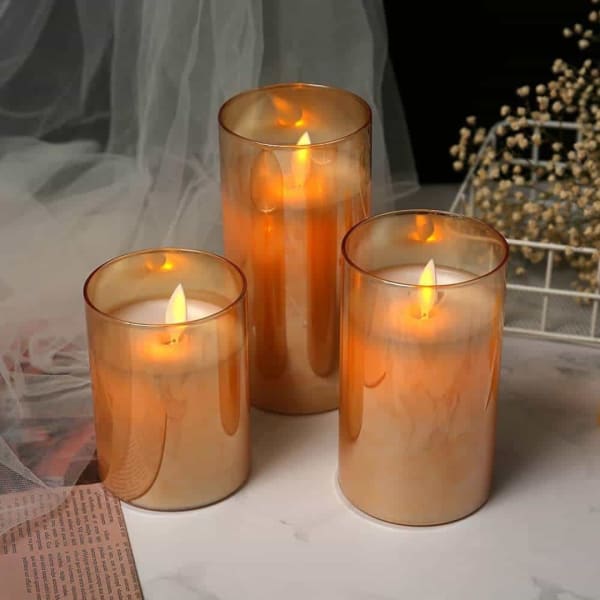 LED Candle - Moving Wick - Amber Gold - Single Piece