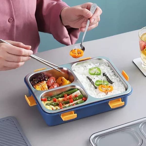 Lunch Box - Stainless Steel - 6 Locks - Assorted - Single Piece