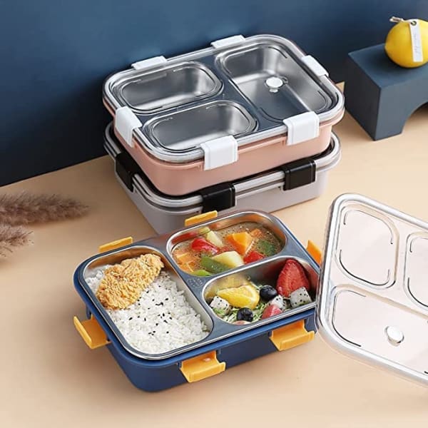 Lunch Box - Stainless Steel - 6 Locks - Assorted - Single Piece