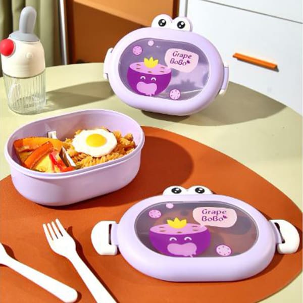 Lunch Box With Cutlery - Fruit Print Frog - Assorted - Single Piece