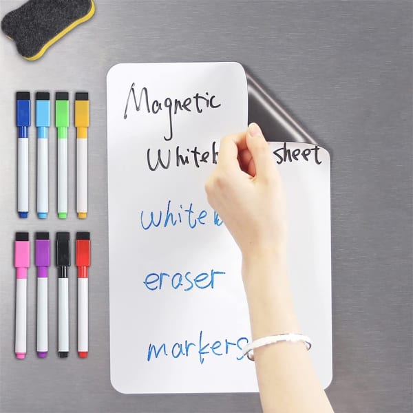 Magnetic White Board Sheet With Pens And Erasers - Assorted - Single Piece