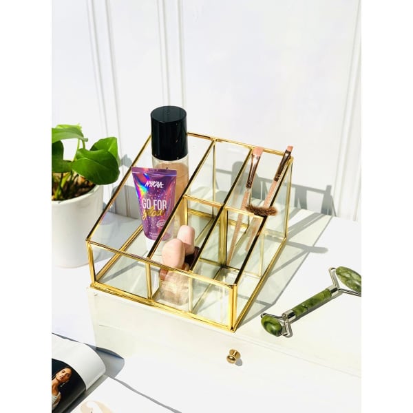 Makeup Organizer - 5 Slots - Glass - Single Piece