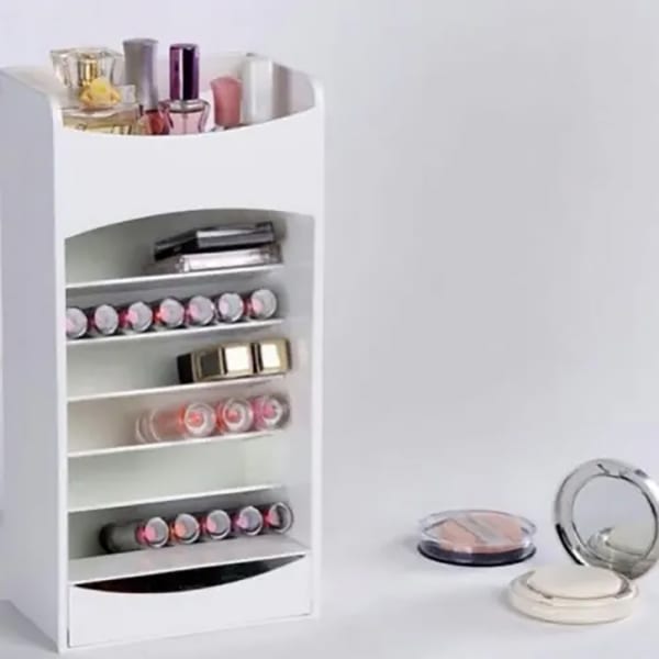 Makeup Organizer - Vertical - 8 Slot - White - Single Piece