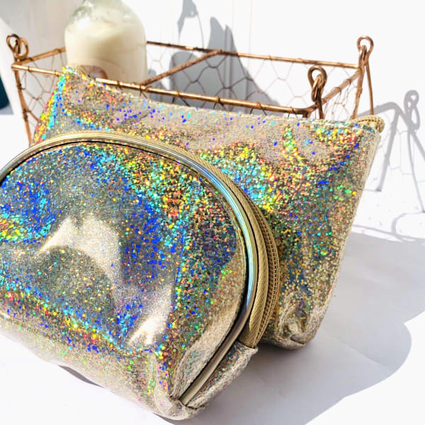 Makeup Pouch - Glitter And Shimmer - Set Of 2