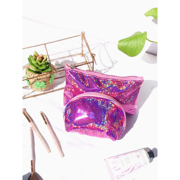 Makeup Pouch - Glitter And Shimmer - Set Of 2