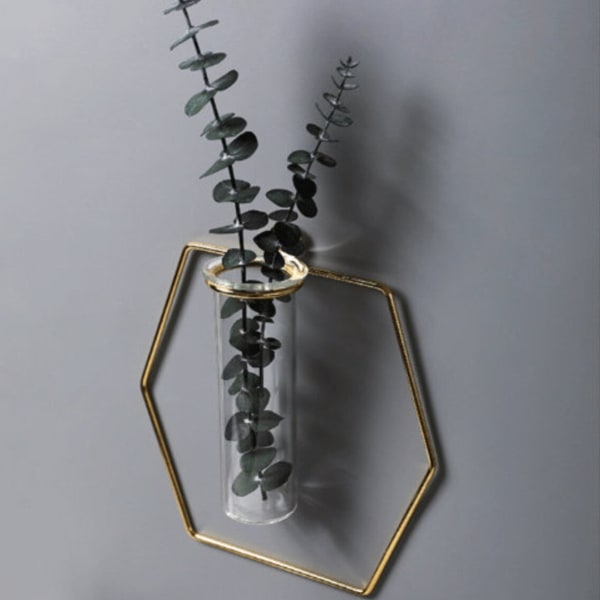 Metal Vase - Floating - Hexagon - Single Piece