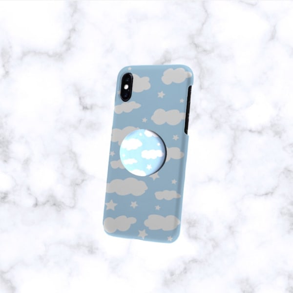 Mobile Grip Holder Griptok Sky Blue And White Single Piece