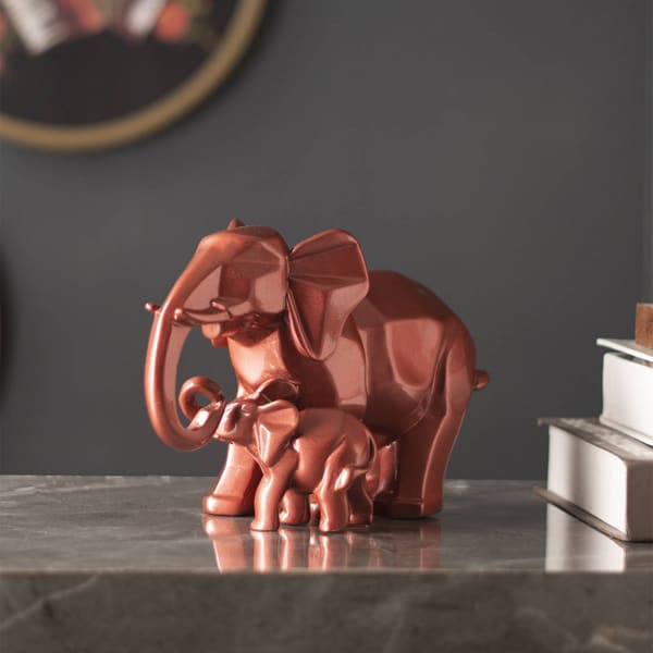 Mother's Passionate Love Rose Gold Tusker Statue