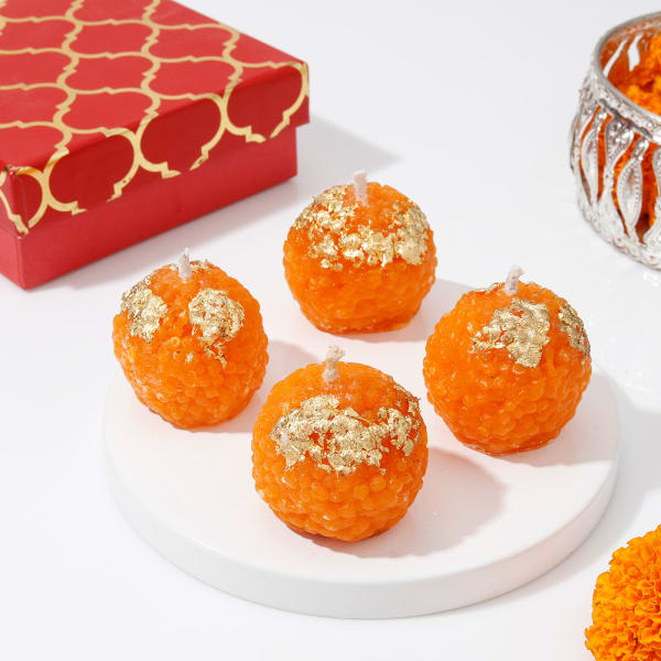 Motichoor Ladoo Soy Wax Candles - Assorted - Set of 4
