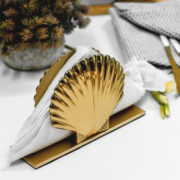 Napkin Holder - Seashell - Gold