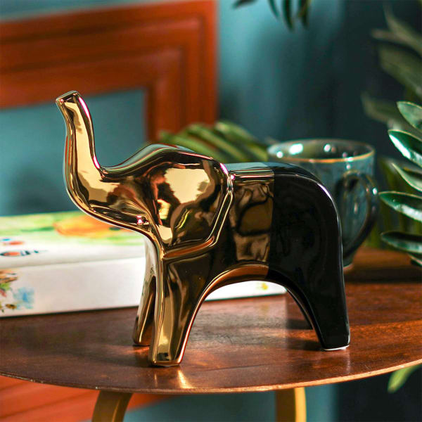 Nordic Elegance Gold Elephant Sculpture