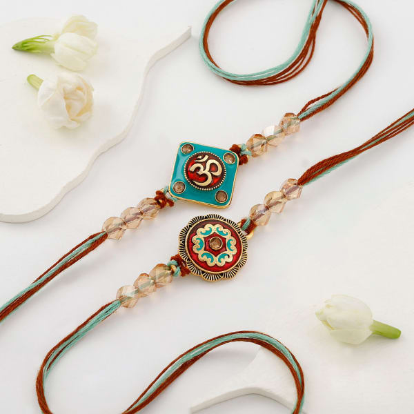 Om And Meenakari Rakhi Set Of 2