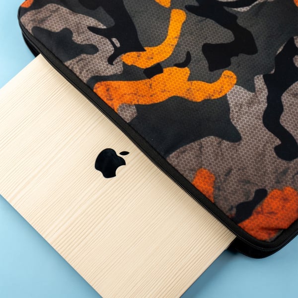 Orange Camo Laptop Sleeve - 14 inch