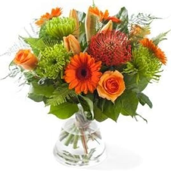 Orange mixed bouquet, excl. vase