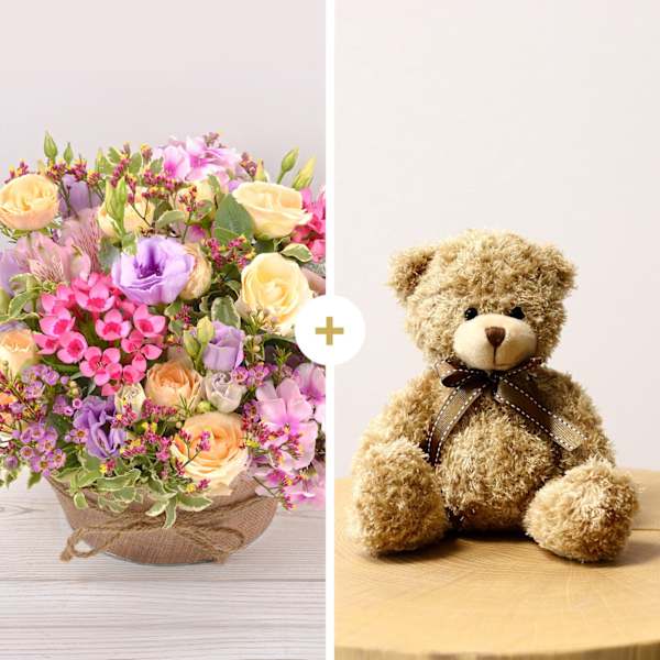 Pastel bloom and teddy bear - Zeste tendre et son ourson
