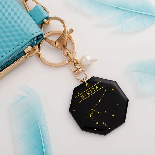 Personalized Zodiac Constellation Keychain - Aquarius