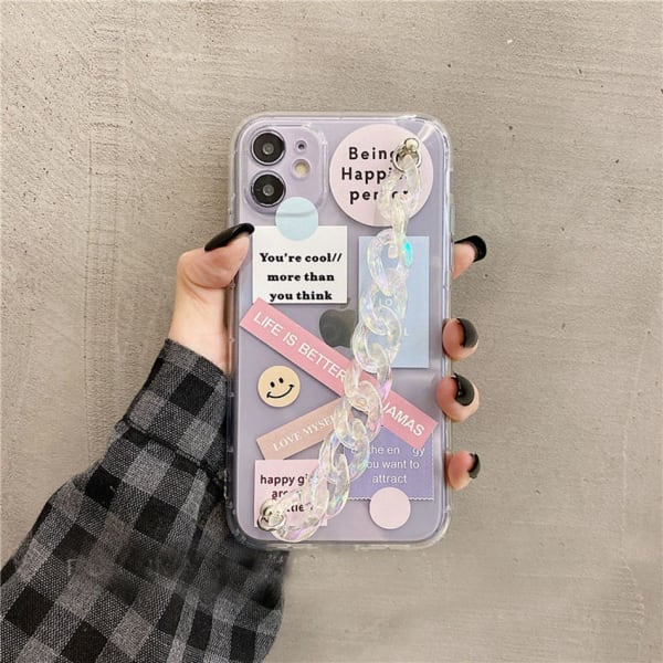 Phone Case With Wrist Strap Chain - Aesthetic Quotes - Single Piece