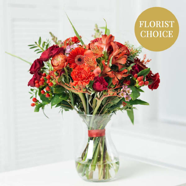 Red florist's fantasy bouquet